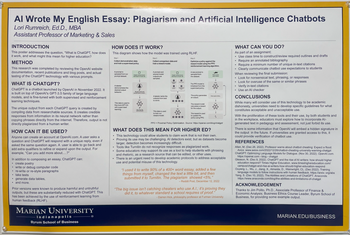 Informative poster about Artificial Intelligence outside of Professor Rumreichs office.