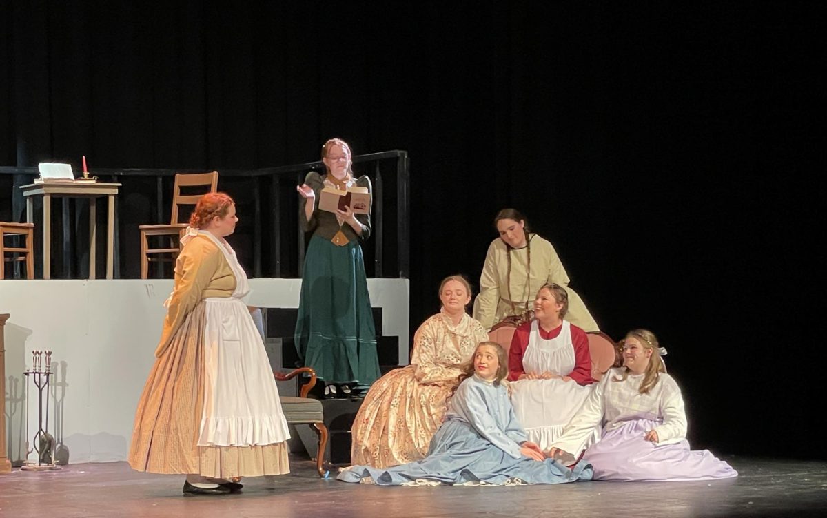 Cast of Little Women during opening night on stage.