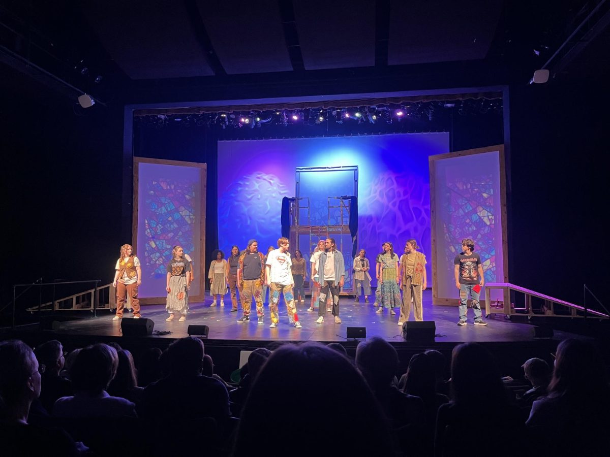 The Cast of Godspell performing during opening weekend.